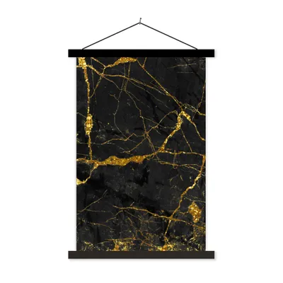Produktbild von MuchoWow® Textilposter Marmor - Gold - Schwarz - Marmoroptik - Luxe - Glitzer 120x180 cm mit schwarzem Rahmen - Fotos