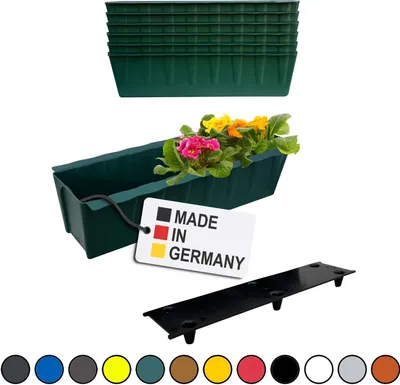 Produktbild von BURI 6 Euro-Paletten Blumenkästen-Einsätze inkl. Bewässerungsmatte | 37,3cm Dunkelgrün | Pflanzkasten für Europalette Palette | Balkonkasten | Blumentopf | aus stabilen Kunststoff |  Germany