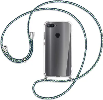 Produktbild von Handykette Backcover-Schutzhülle mit Band (Metall silberfarben) für Xiaomi Mi 8 Lite - grün/blau/weiß