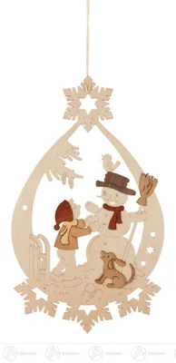 Produktbild von Drechslerei Kuhnert 19141 Fensterbild 'Winterkinder mit Schneemann' 19141