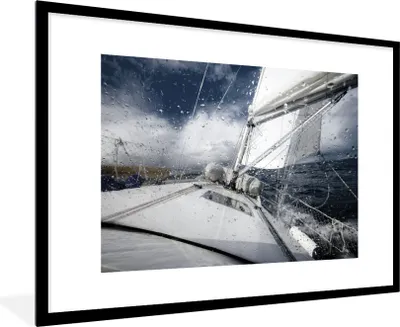 Produktbild von MuchoWow® Gerahmtes Poster Segelboot auf der Nordsee 90x60 cm - Poster mit Schwarzem Bilderrahmen Wandposter Rahmen Foto Bilder - Wanddekoration - Fotos