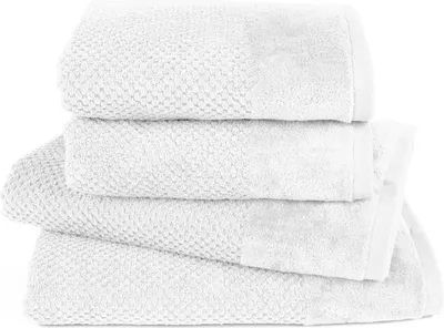 Produktbild von Pure Label 4-TLG Handtücher Set mit Aufhängeschlaufen aus Baumwolle, saugstark und weich - 2xBadetuch 70x140 cm 2xHandtuch 50x100cm, Weiß