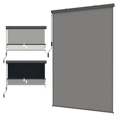 Produktbild von Senkrechtmarkise Aluminium, 1,8 x 2,5 m Balkonmarkise Außenrollo mit Handkurbelmechanismus für Terrasse und Balkon, UV-beständig, Sonnenschutz, Windschutz und Sichtschutz (Grau, 180 x 250 cm)