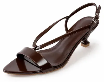 Produktbild von Elegante Damensandalen mit Kittenheel und Verstellbarem Riemen Braun