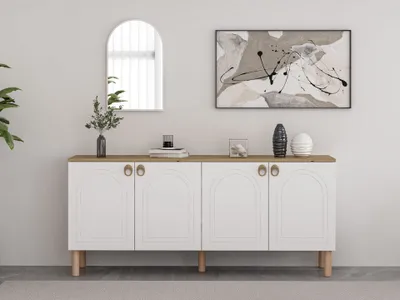 Produktbild von Skye Decor, Lotus Mirror - White, Konsole, Weiß, 100 % MELAMINBESCHICHTETE SPANPLATTEN, 180 x 45 x 81 cm
