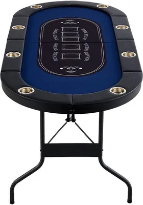 Produktbild von Opvouwbare Pokertafel für 8 Spieler, 183 cm ovale Tisch mit verchromten Befestigungsrailen und Metallbecherhalter, tragbar, für Casino-Spiele