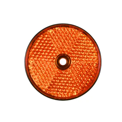 Produktbild von Reflektor Orange Ø 60 mm mit Loch Rückstrahler PKW Anhänger Wohnwagen Fahrradträger E-Prüfzeichen