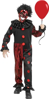 Produktbild von Hochglanz Horrorclown Kostüm für Kinder Kindergröße: 146-152
