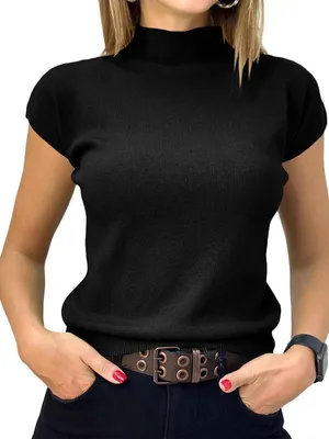 Produktbild von Damen Kurzarmpullover mit Stehkragen,sommerlich,lässig,Basic,Strick,figurbetont,Pullover-Tops