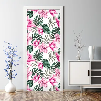 Produktbild von Dekorative Klebefolie selbstklebend Tapete Türposter dekoration Blumen und Blätter 77 x 200 cm