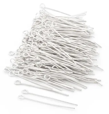 Produktbild von Vintageparts Ösenstifte silberfarben 30 mm, 200 Stück