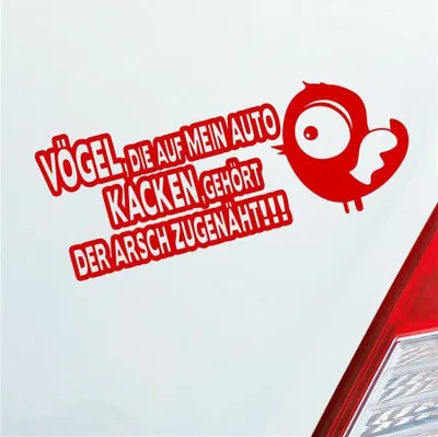 Produktbild von Auto Aufkleber Vögel die auf mein Auto kacken, gehört der Arsch zugenäht! 19x8 cm Rot Sticker Heckscheibenaufkleber