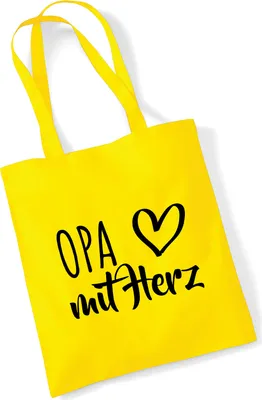 Produktbild von Huuraa Jutebeutel Opa mit Herz 10 Liter Yellow Baumwolle Tasche Geschenkidee