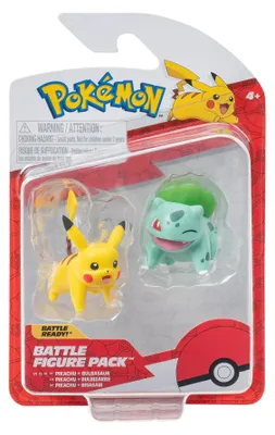 Produktbild von Jazwares Pokémon Battle Figure First Partner Set Figuren 2er-Pack Bisasam #2, Pikachu #1