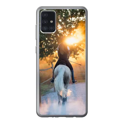 Produktbild von MuchoWow® Handyhülle Schutzhülle Hülle für Samsung Galaxy A52 5G Pferd - Sonne - Sand Silikon Softcase Handy Hülle - Umschlag