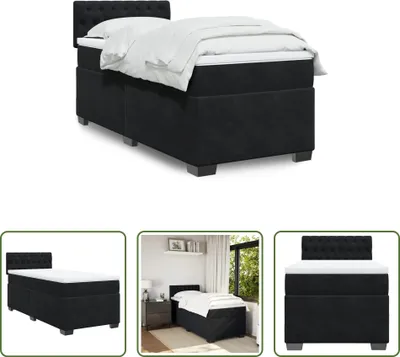 Immagine prodotto di The Living Store Letto a molle con materasso nero 80x200 cm in velluto