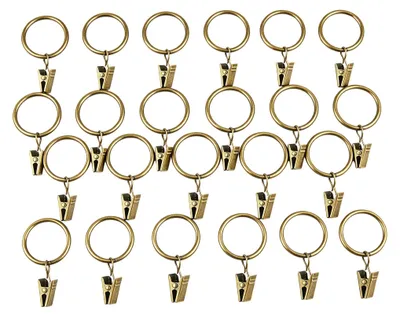 Gardinenringe mit Clips, 40 Stück, antik Messing, 25 mm