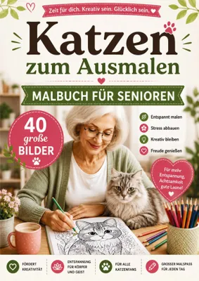 Produktbild von Katzen zum Ausmalen - Malbuch für Senioren