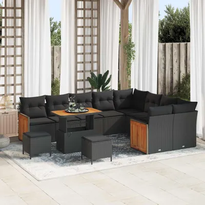 Immagine prodotto di vidaXL Set di divani da giardino con cuscini 12 pezzi Nero