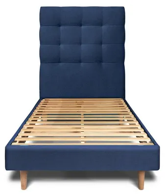 Produktbild von Bett mit gepolstertem Kopfteil – Samtstoff - 90 x 200 cm