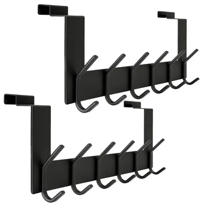 Türhaken mit 6 Haken, 2 Stück, Schwarz, über der Tür