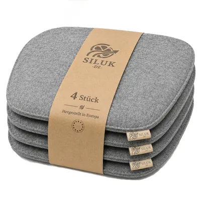 Produktbild von SILUK gemütliches Sitzkissen aus Filz 40cm x 40 cm - Komfortable Waschbare - 4er Set Grau I Schwarz für Bank Stuhl Stuhlkissen (Grau)