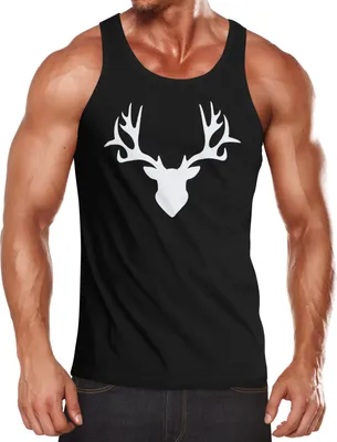 Produktbild von Herren Tanktop Hirsch Geweih Muskelshirt Tank Top Muscle Shirt Achselshirt Moonworks®  M