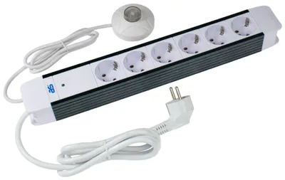 Produktbild von as-Schwabe 6-fach Steckdosenleiste 1.5m Kabel mit Fußschalter Schuko IP20