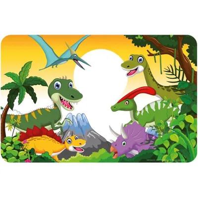 Produktbild von Dinosaurier Tischset Kinder 43x28 cm – Abwischbares Platzset aus Kunststoff
