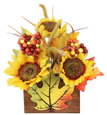 Künstliche Sonnenblumen im Topf, Herbstdeko, 26x16x13 cm