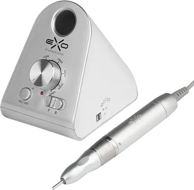 A nail drill machine and its handpiece are displayed on a white background.