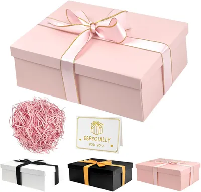Produktbild von Geschenkbox mit Deckel 25x18x8,5 cm, Rosa, für Geschenke, mit Schleifen