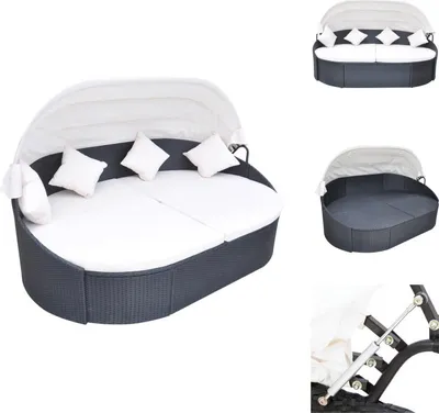 Produktbild von vidaXL Outdoor-Loungebett mit Dach Poly Rattan Schwarz - Gartenbetten