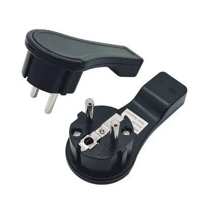 Produktbild von 2 x Schutzkontakt Winkelstecker schwarz extraflach mit Bügel