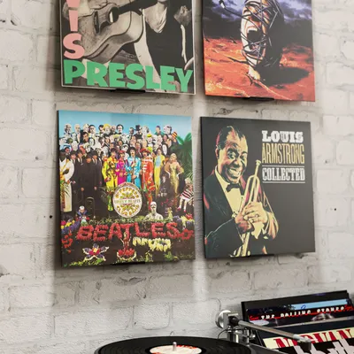 Produktbild von Schallplatten Wandhalterung passend für LP Disc Vinyl Halter Universal 4 Stück Schwarz