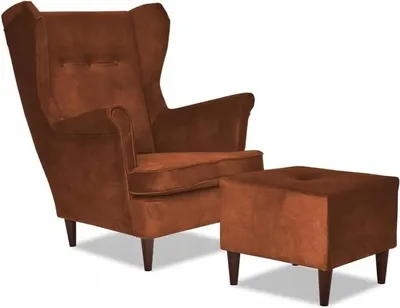 Produktbild von Family Meble Ohrensessel mit Hocker Ari II Relaxsessel Skandinavisch Loungesessel Fernsehsessel Für Wohnzimmer Esszimmer Schlafzimmer Büro (AURA 07)