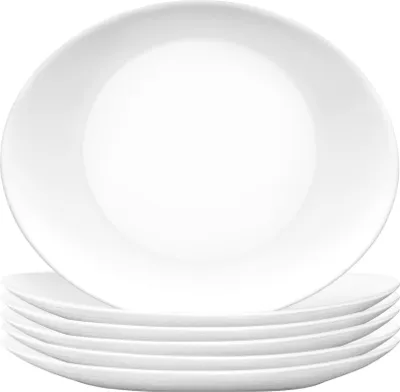 Immagine prodotto di 6 piatti da bistecca ovali in vetro Prometeo bianchi da 32 cm - Extra large, per la cucina, la cena e le feste, piatti da portata per cibi caldi, set di stoviglie - Di Bormioli Rocco