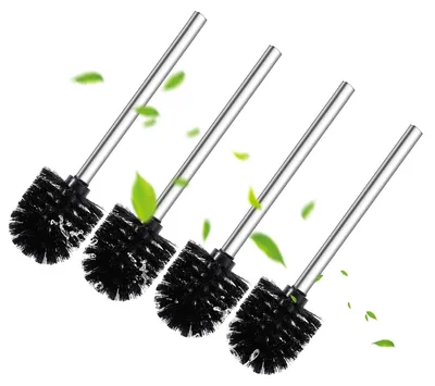 Produktbild von WC-Bürsten Set - 4-teilig mit Edelstahlgriff und abnehmbaren Bürstenköpfen - Badezimmer - Schwarz, Ø 7,5 cm