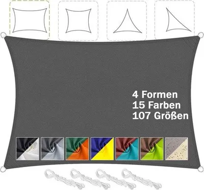 Immagine prodotto di Tenda da sole impermeabile - Protezione UV - 1 x 2 m - Antracite - Poliestere PES