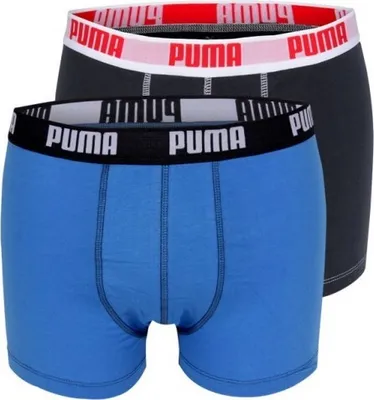 Produktbild von Puma Basic Boxershorts Doppelpack Uni anthrazit & blau, Größe: S