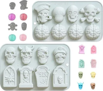 Produktbild von Silikon-Halloween-Kuchenform - Halloween-Kuchenform aus Silikon - Silikon-Schädelformen - Kuchenformen aus Silikon - Halloween-Silikon-Formen