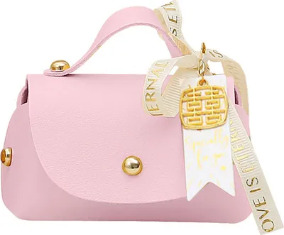 Produktbild von Verpackung Box Ribbon Bow Griff Design Handtasche Form Faux Leder Hochzeit Gefallen Geschenk Candy Bag Haushalt Zubehör-Rosa ,Größen:M