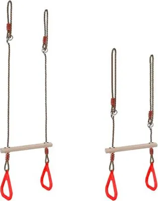 Obrázok produktu pre Kruzzel Detská hojdačka Outdoor Gymnastická hrazda Akrobatická hrazda pre deti od 3 rokov do 100 kg - Detská hojdačka s lanami Nastaviteľná 140-211 cm - Hojdačka Outdoor Ideálna na záhradu a do exteriéru 25383