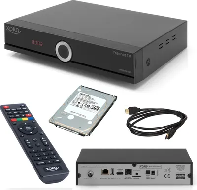 Produktbild von Xoro HRT 8772 TWIN HDD DVB-T2 / DVB-C Receiver (kein SAT) mit 1TB Festplatte für TV Aufnahme und Timeshift (3 Monate FREENET TV) + HDMI Kabel, HDTV, PVR Ready, USB Mediaplayer, HEVC/H.265 (Antennenfernsehen oder Kabelfernsehen)