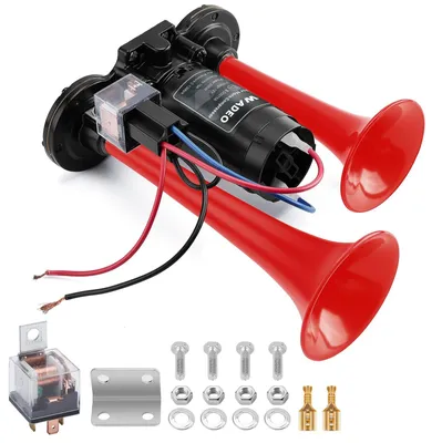 Produktbild von Drucklufthorn Signalhorn Schiffshorn - 12 Volt - 150 dB - Doppelhorn - Set