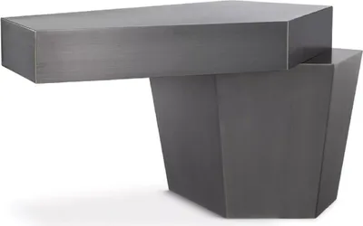 Produktbild von Casa Padrino Designer Couchtisch Grau 82 x 52 x H. 45 cm - Wohnzimmertisch mit gebürsteter Oberfläche - Wohnzimmer Möbel - Luxus Qualität