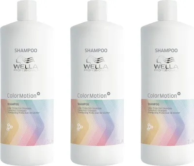Produktbild von Wella ColorMotion Shampoo für verbesserten Farbschutz mit Anti-Oxidationsmittel 3x1000 ml