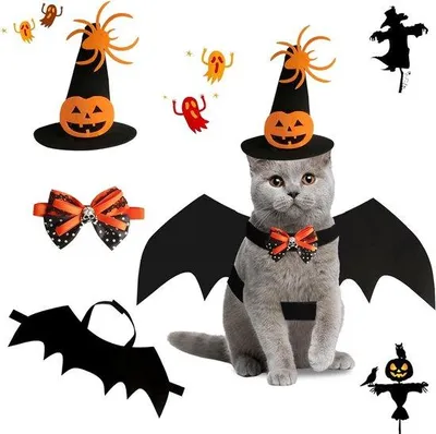 Obrázek produktu pro Halloweenský kostým pro kočky a psy, nastavitelný, černý, velikost S
