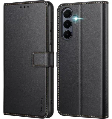 Obrázok produktu pre Kryt na mobilný telefón, umelá koža, flipové puzdro pre Samsung Galaxy A16 4G / 5G, čierna farba, s priehradkami na karty a funkciou stojanu