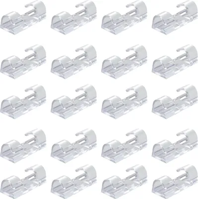 Produktbild von 40 selbstklebende Kabelclips, transparente Kabelclips zur Kabelorganisation, robuste, runde Kabelhalter mit Klebebefestigung, Kunststoff-Organizer-Klemmen für Computer, Büro und Zuhause